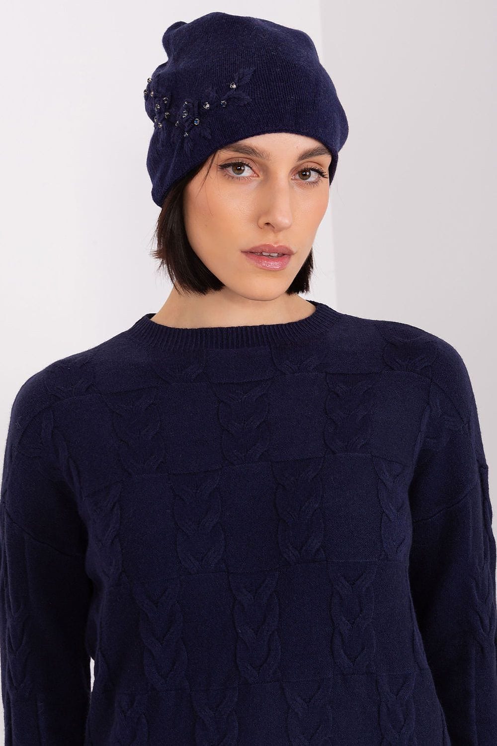 Women's Knit Winter Hat Applique - ShalayeFashion