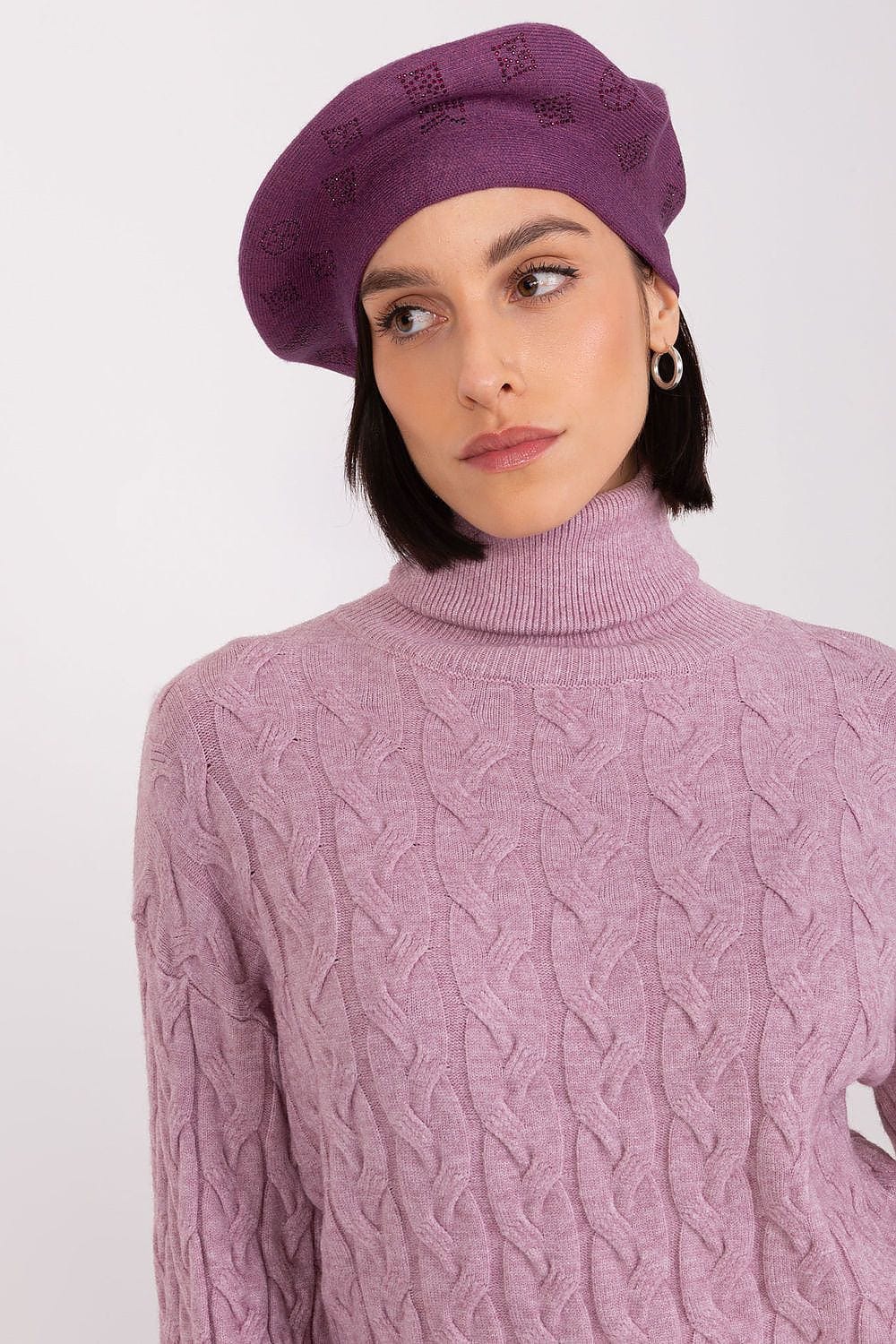 Women's Knitted Rhinestone Beret - ShalayeFashion