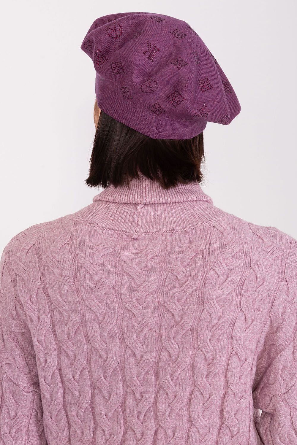 Women's Knitted Rhinestone Beret - ShalayeFashion