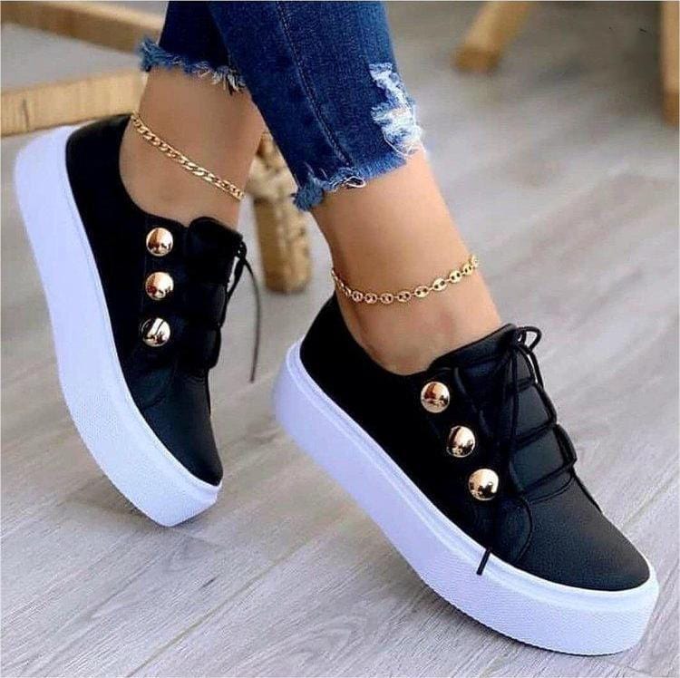 Women’s Lace - Up Rivet Casual Sneakers - ShalayeFashion
