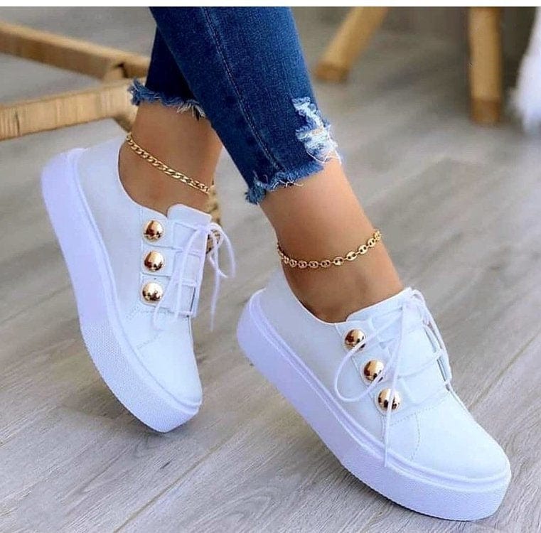 Women’s Lace - Up Rivet Casual Sneakers - ShalayeFashion