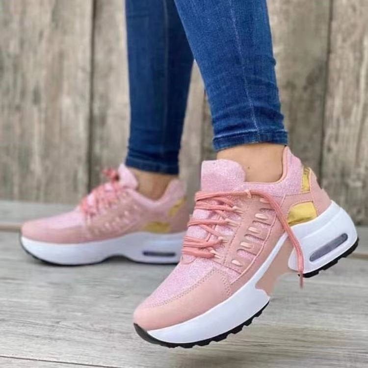 Women’s Lace - Up Wedge Heel Sneakers - ShalayeFashion