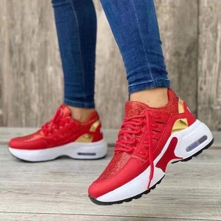 Women’s Lace - Up Wedge Heel Sneakers - ShalayeFashion
