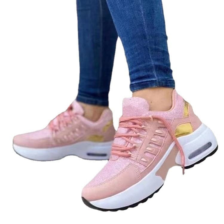 Women’s Lace - Up Wedge Heel Sneakers - ShalayeFashion