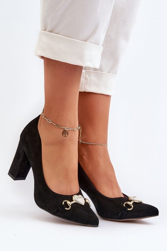 Women’s Leather Stiletto Heart Pumps - ShalayeFashion