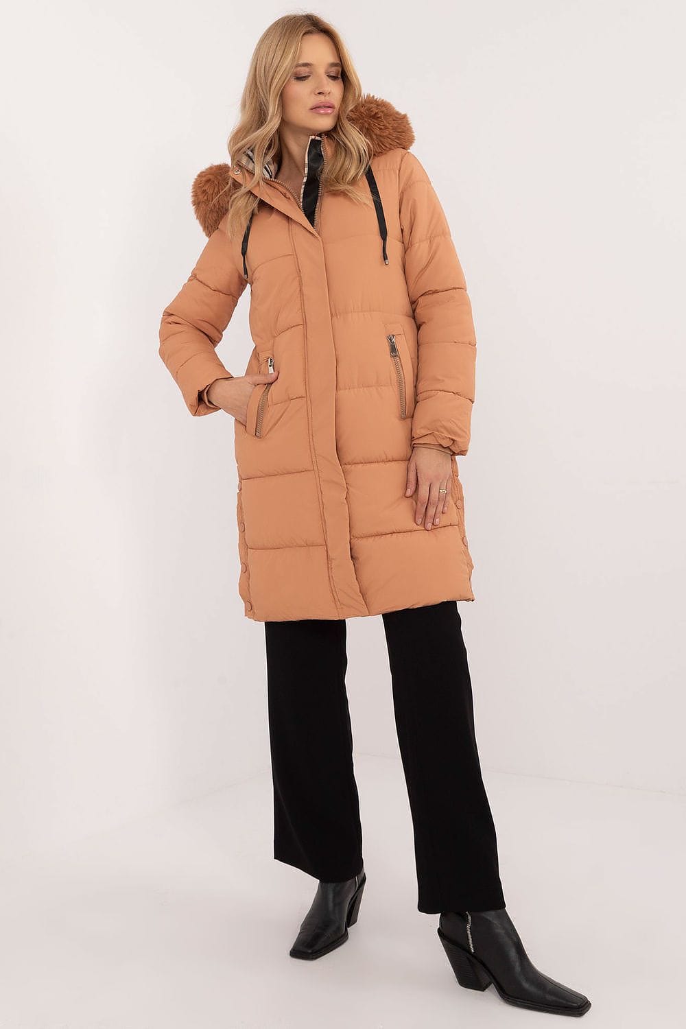 Women’s Long Quilted Winter Hooded Jacket - ShalayeFashion