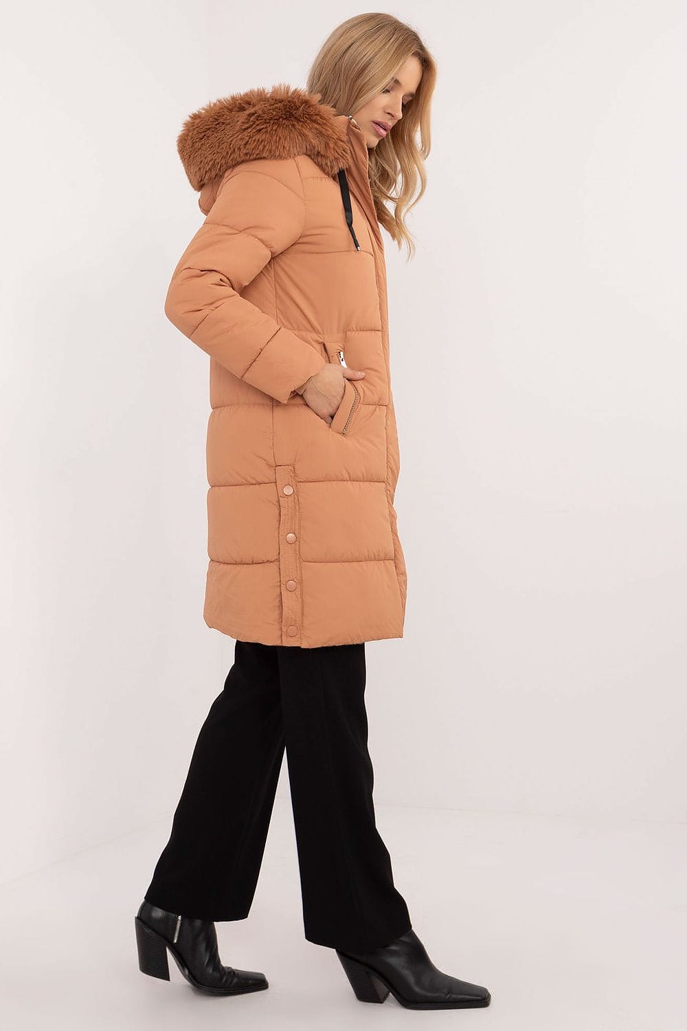 Women’s Long Quilted Winter Hooded Jacket - ShalayeFashion
