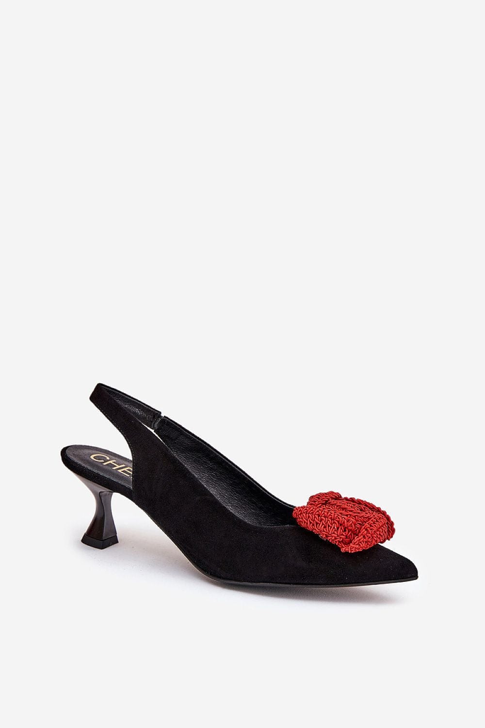 Women's Natural Suede Pumps Rose Detail - ShalayeFashion