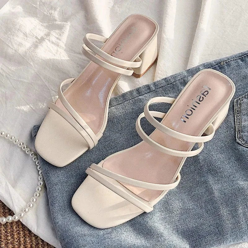 Women's Open Toe Block Heels Sandals - ShalayeFashion