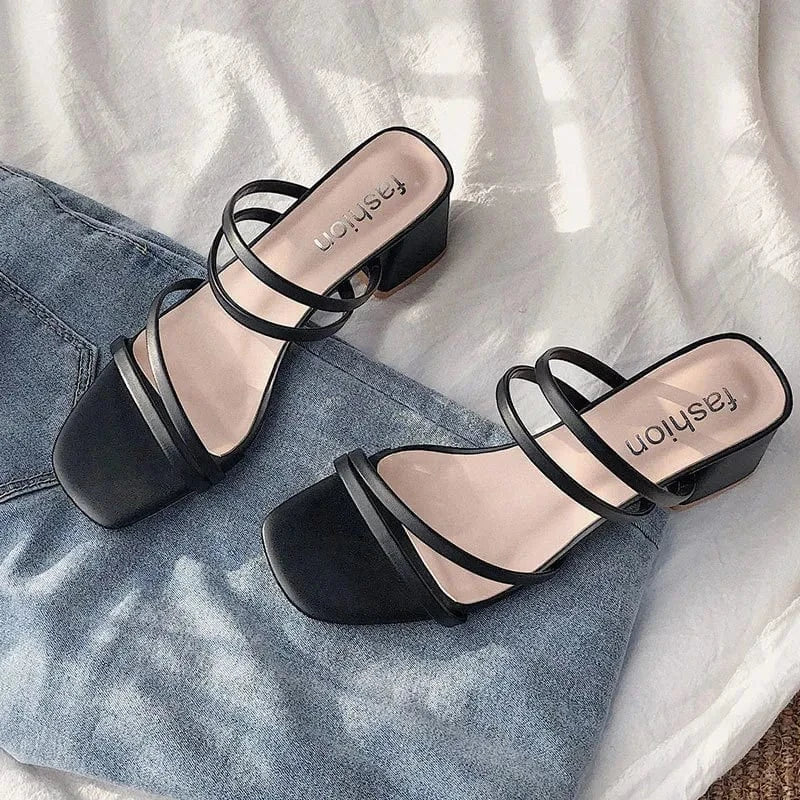 Women's Open Toe Block Heels Sandals - ShalayeFashion