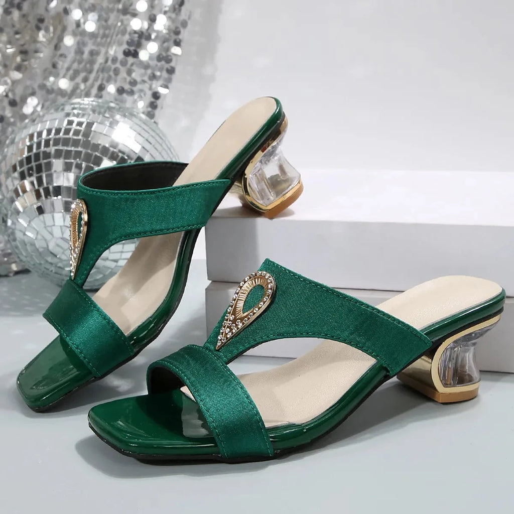 Women's Open Toe Low Heels Block Style - ShalayeFashion