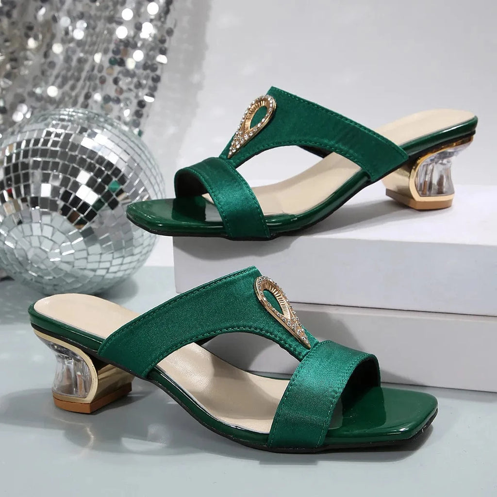 Women's Open Toe Low Heels Block Style - ShalayeFashion