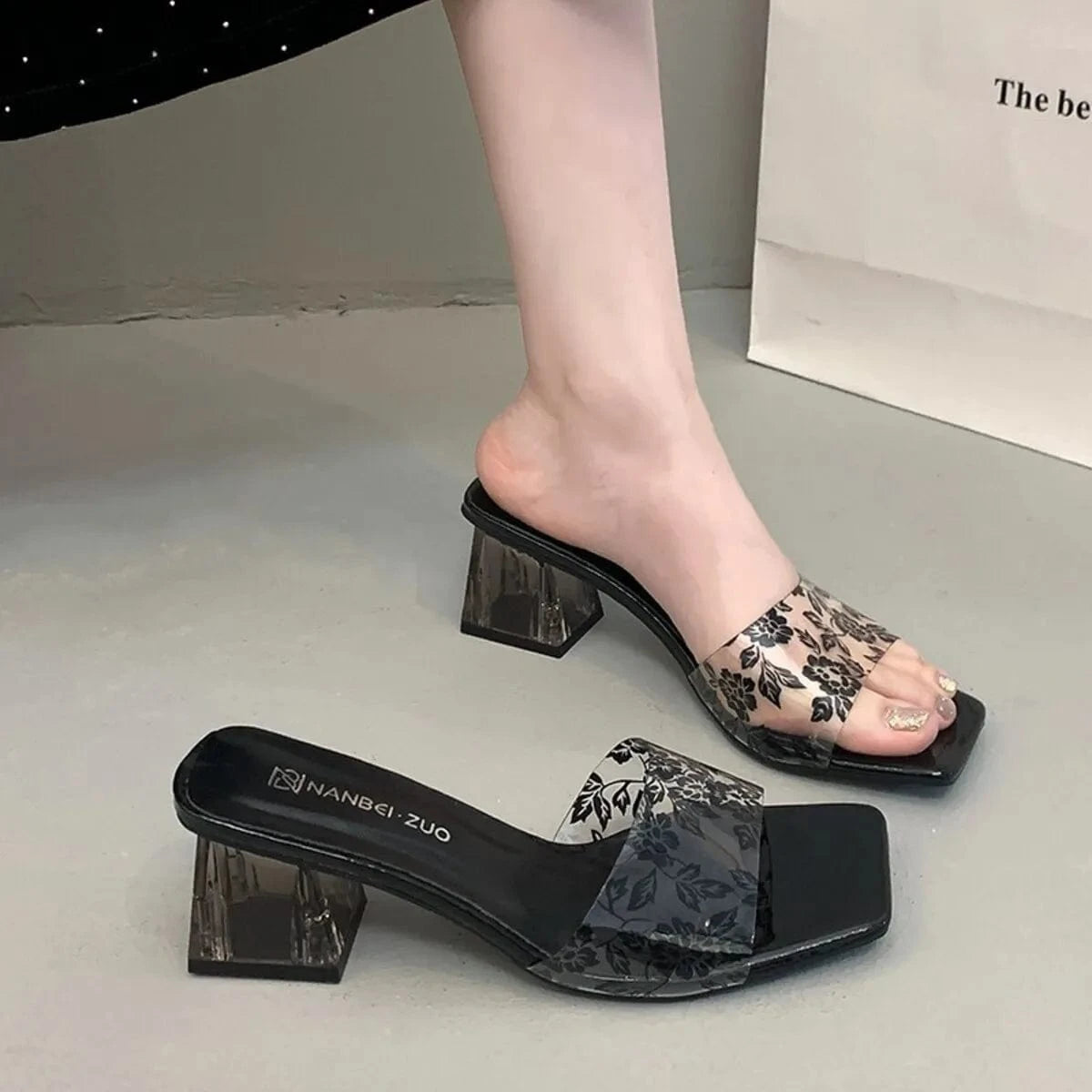 Women's Open Toe Mid Heels Block Comfort - ShalayeFashion