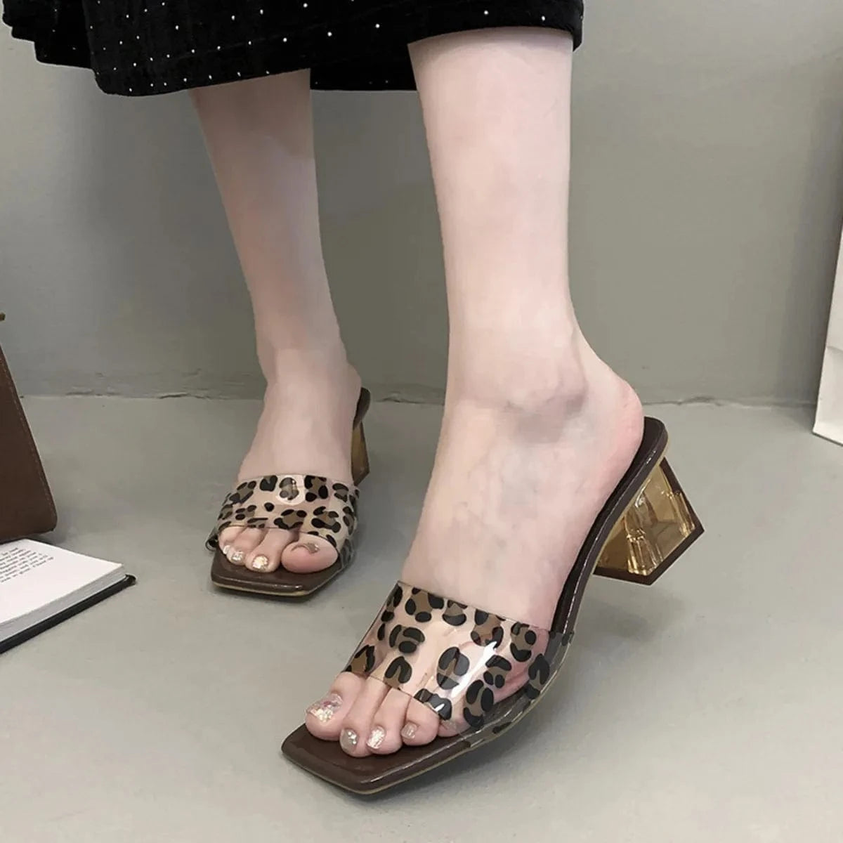 Women's Open Toe Mid Heels Block Comfort - ShalayeFashion