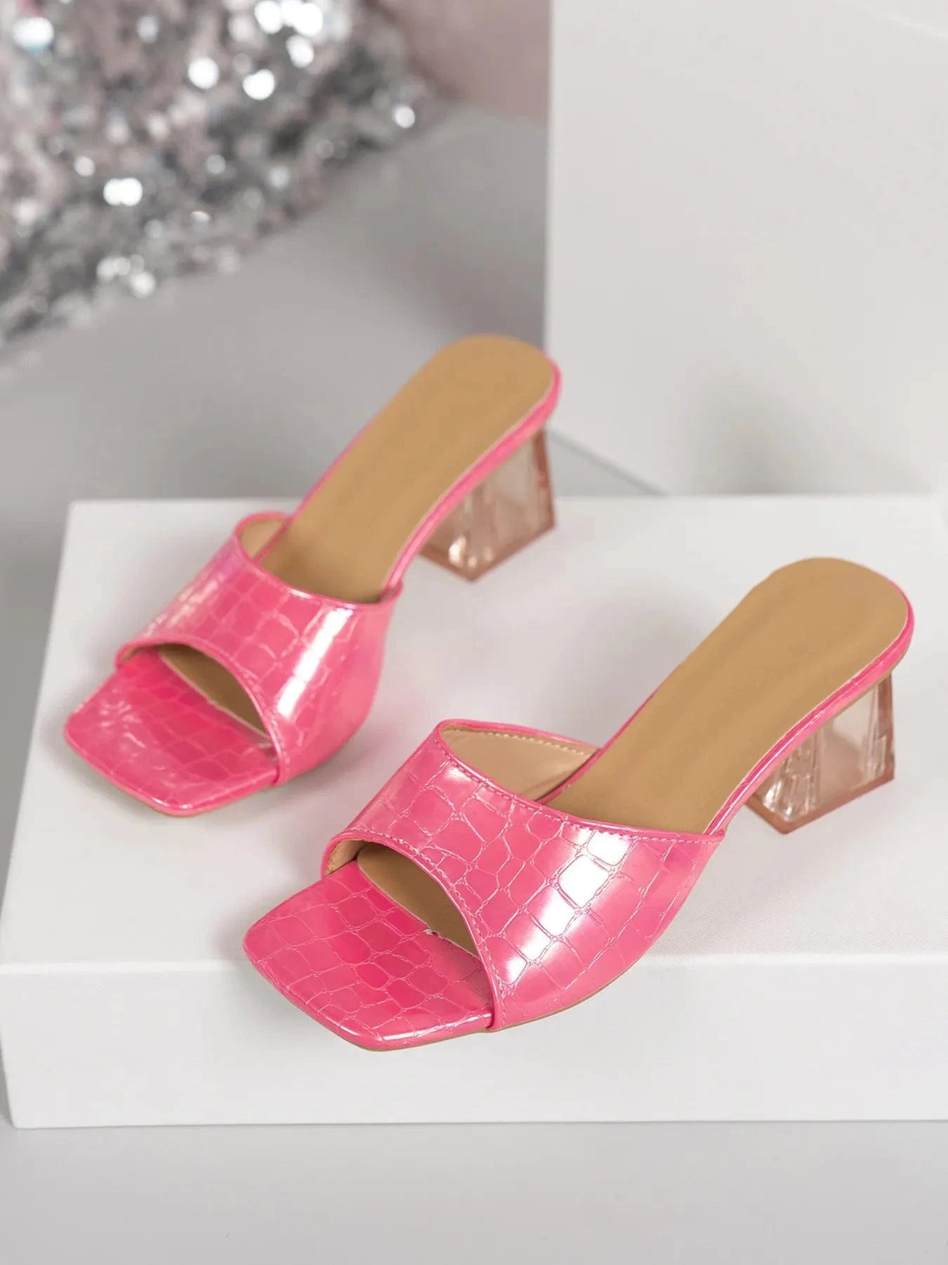 Women's Open Toe Mid Heels Block Sandals - ShalayeFashion