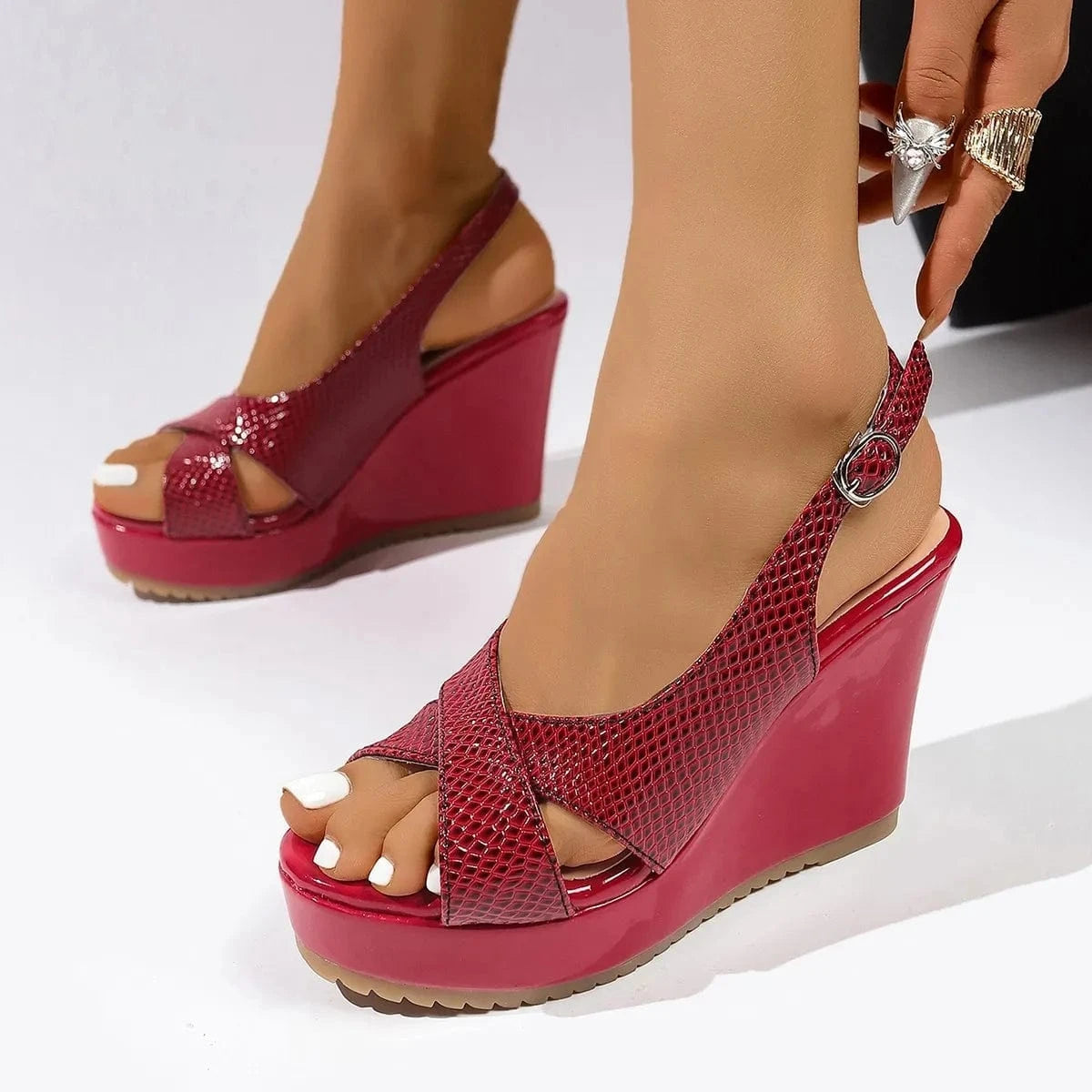 Women's Open Toe Wedge High Heel Style - ShalayeFashion
