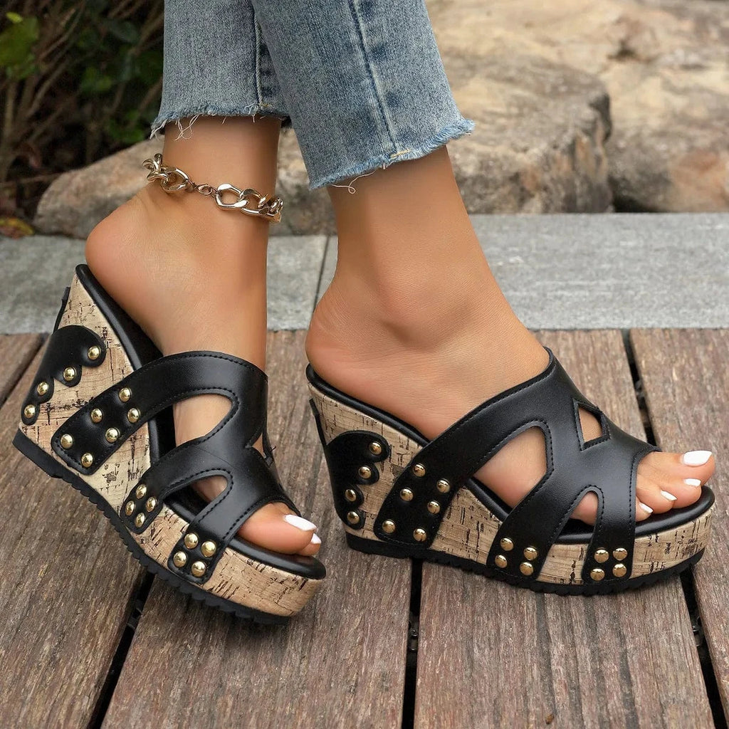 Women's Open Toe Wedge Sandals High - ShalayeFashion