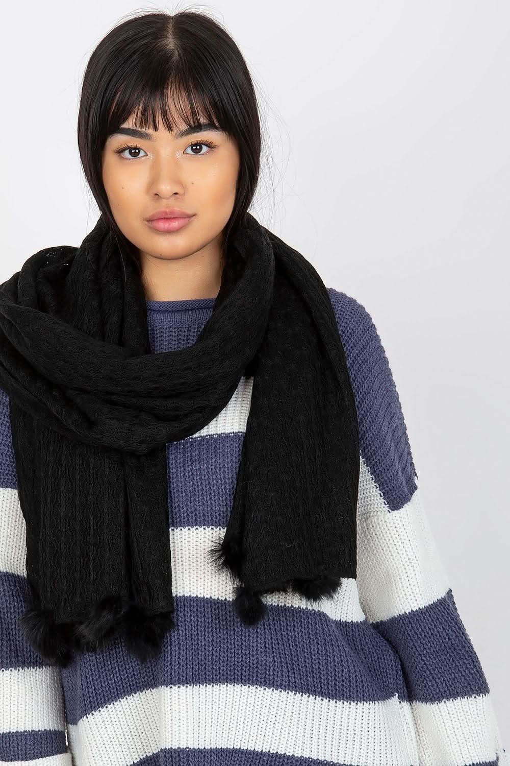 Women's Openwork Scarf Pom - Poms 206cm - ShalayeFashion