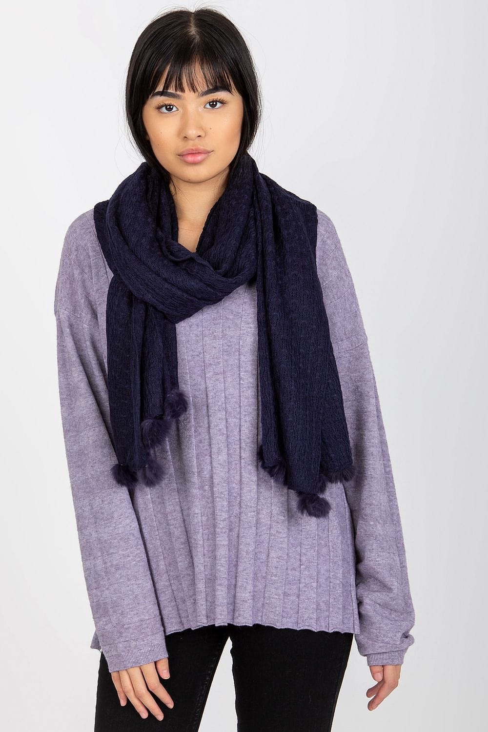 Women's Openwork Scarf Pom - Poms 206cm - ShalayeFashion