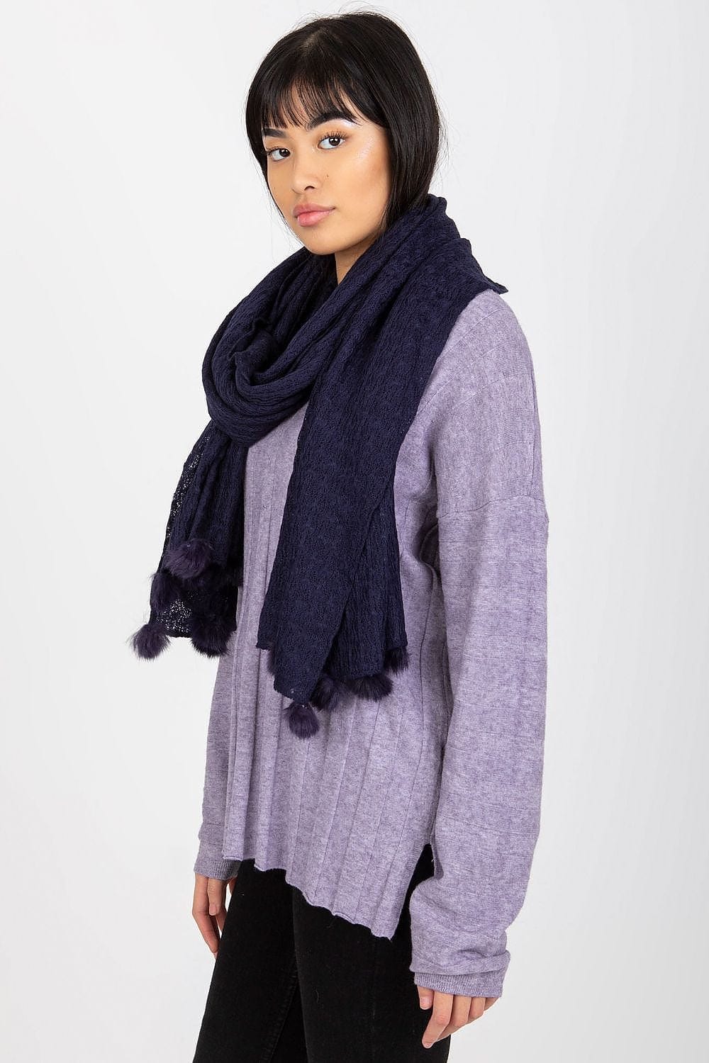 Women's Openwork Scarf Pom - Poms 206cm - ShalayeFashion