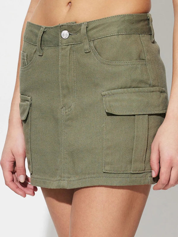 Women’s Pocketed Mini Denim Jean Skirt - ShalayeFashion