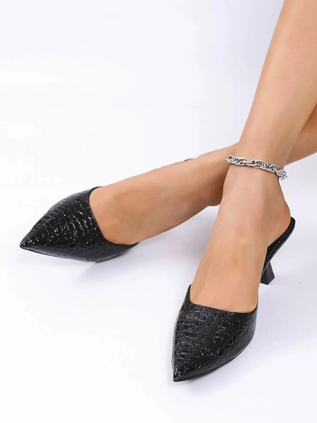 Women's Point Toe Kitten Heels Sandals - ShalayeFashion