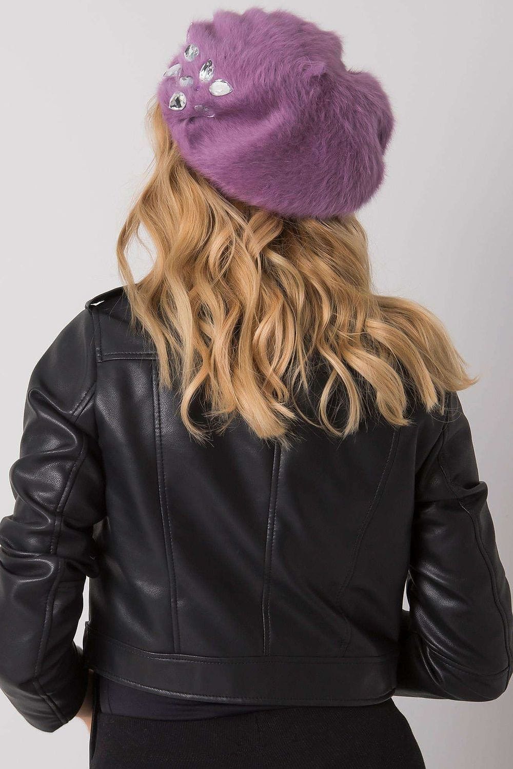 Women's Purple Crystal Beret Winter - ShalayeFashion