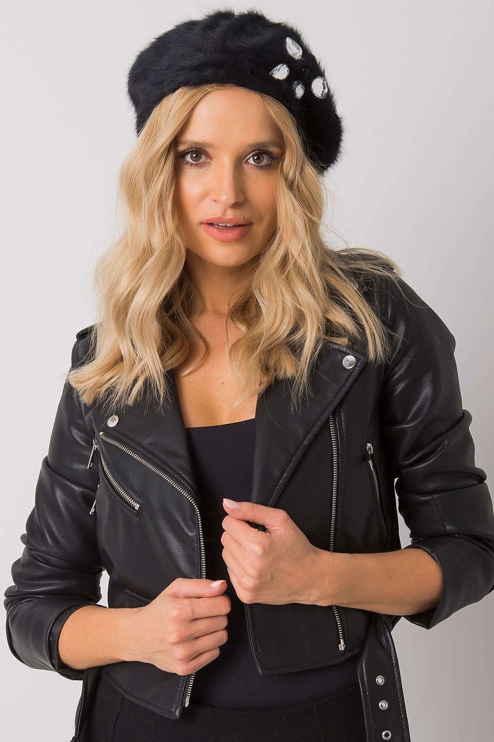 Women's Purple Crystal Beret Winter - ShalayeFashion