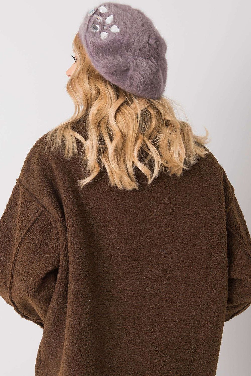 Women's Purple Crystal Beret Winter - ShalayeFashion