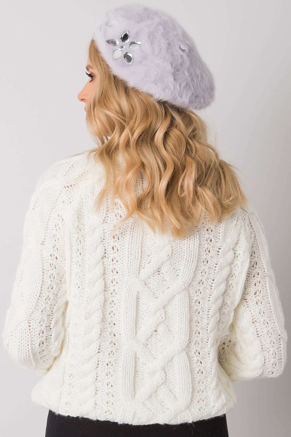 Women's Purple Crystal Beret Winter - ShalayeFashion
