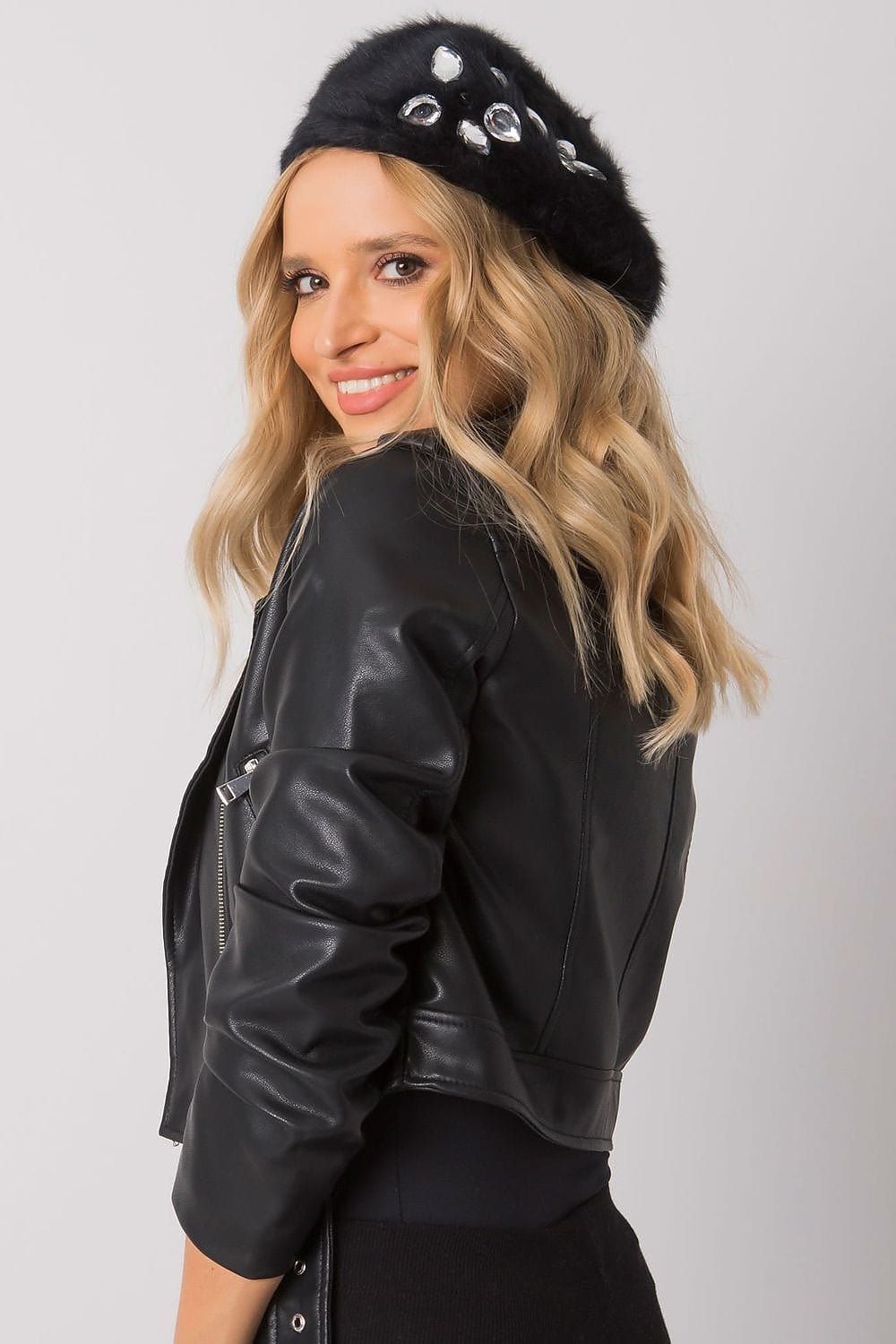 Women's Purple Crystal Beret Winter - ShalayeFashion