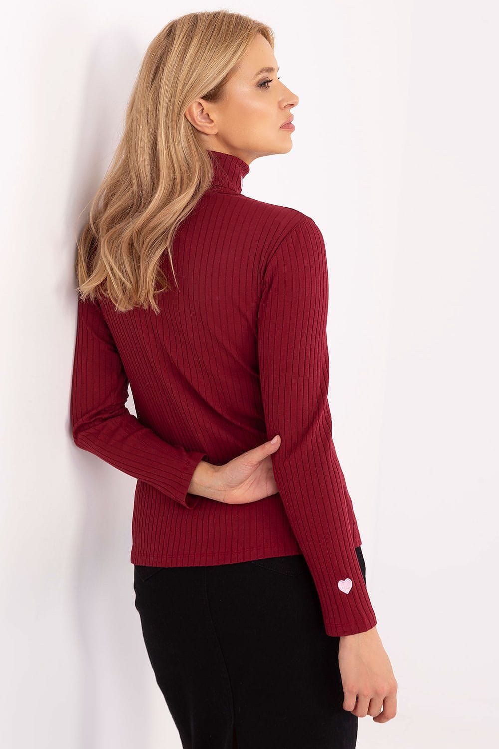 Women’s Ribbed Turtleneck Heart Sweater - ShalayeFashion