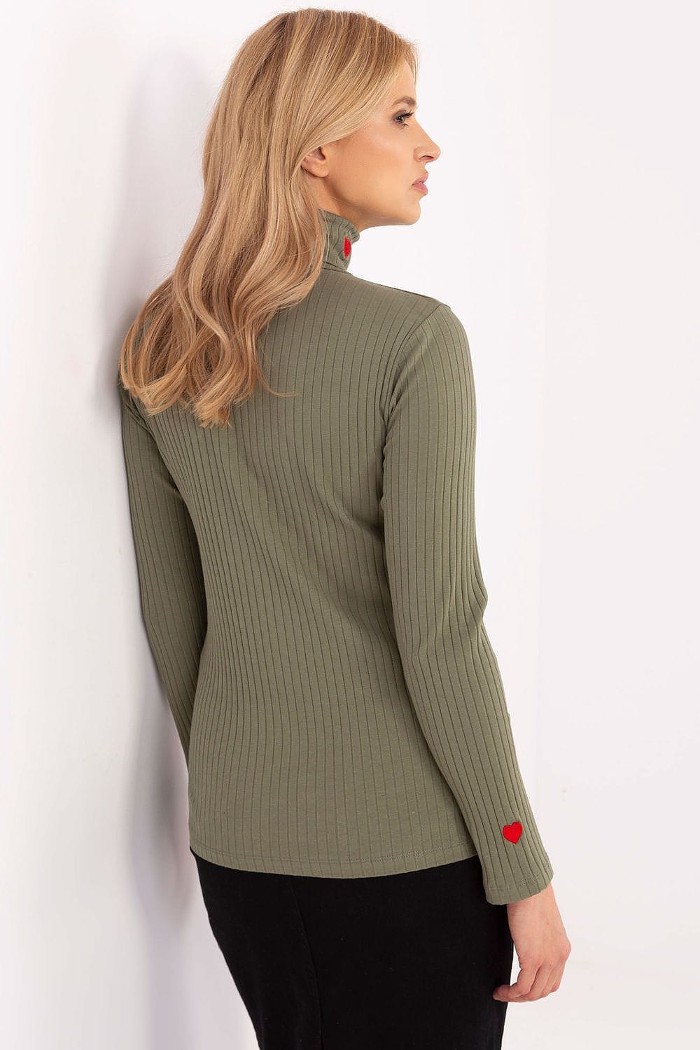 Women’s Ribbed Turtleneck Heart Sweater - ShalayeFashion