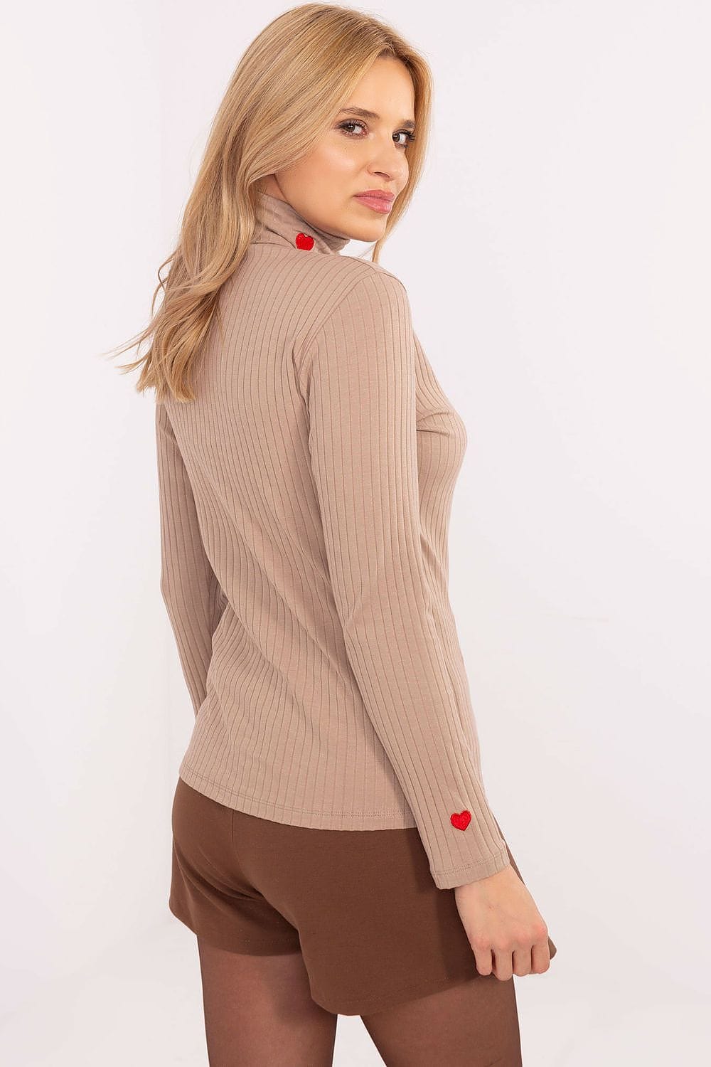 Women’s Ribbed Turtleneck Heart Sweater - ShalayeFashion