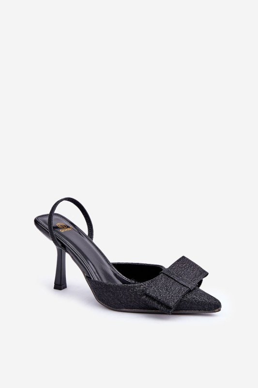 Women's Shiny Brocade Heels Elegant Bow - ShalayeFashion