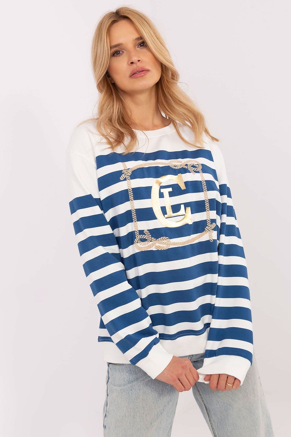 Women’s Striped Cotton Casual Sweatshirt - ShalayeFashion