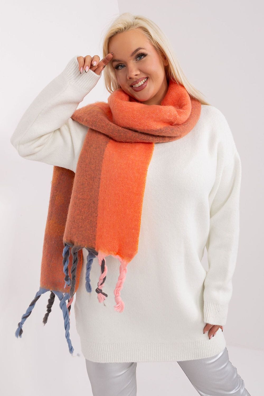 Women's Striped Pattern Scarf Tassels - ShalayeFashion