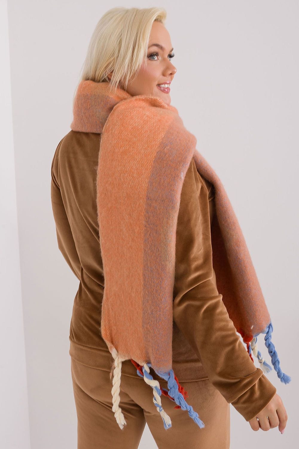Women's Striped Pattern Scarf Tassels - ShalayeFashion