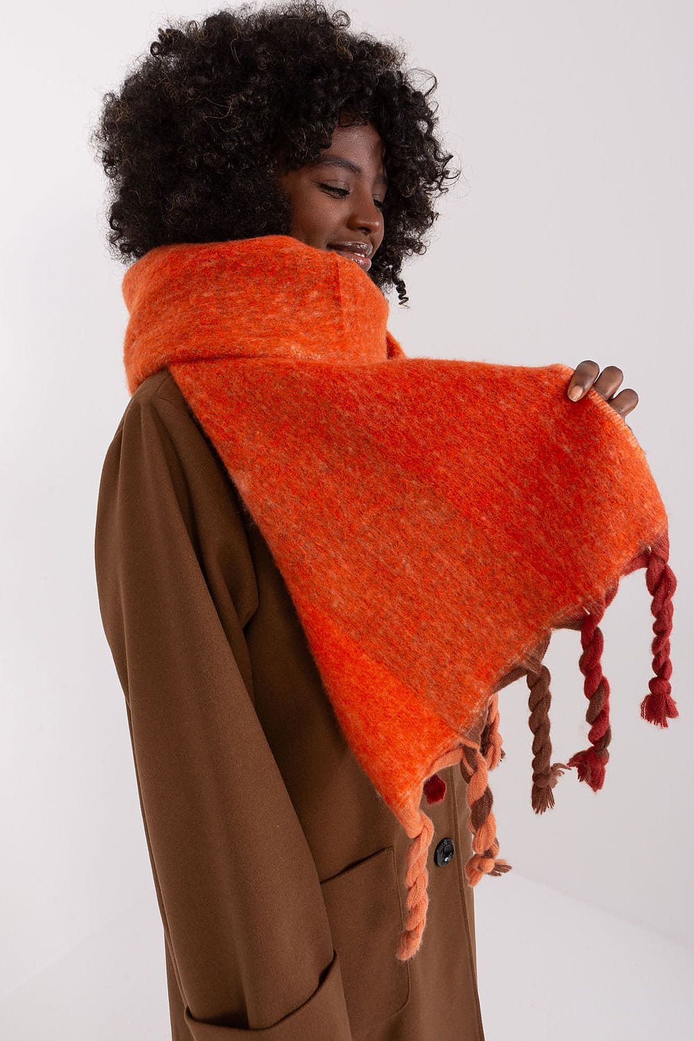 Women's Striped Pattern Scarf Tassels - ShalayeFashion
