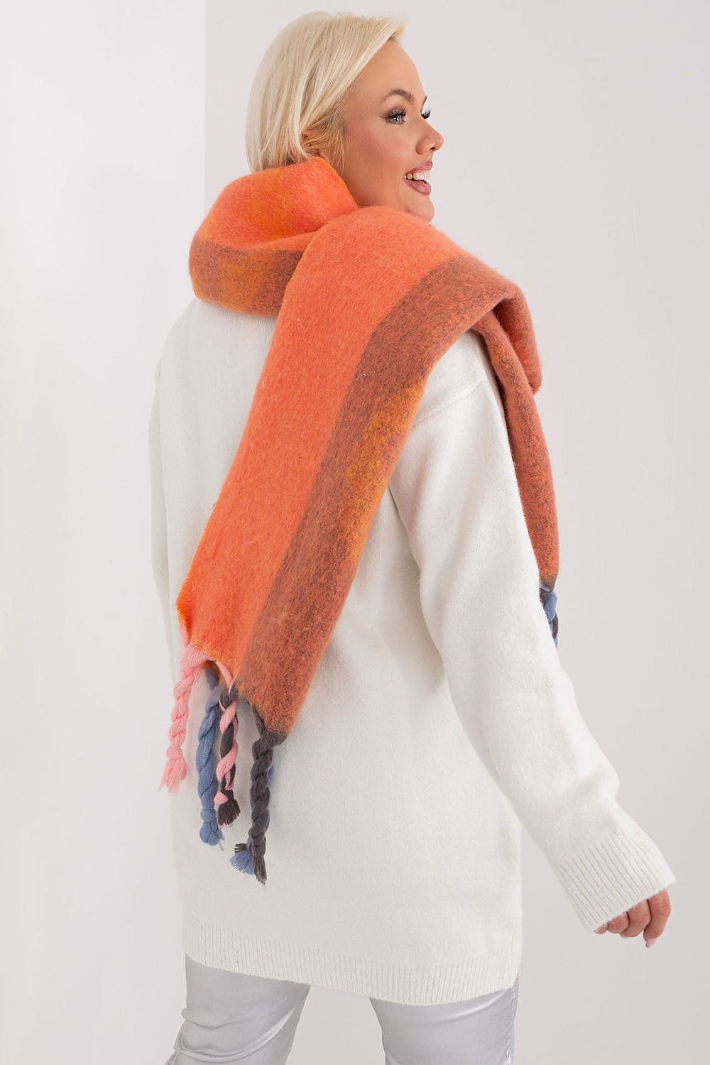 Women's Striped Pattern Scarf Tassels - ShalayeFashion