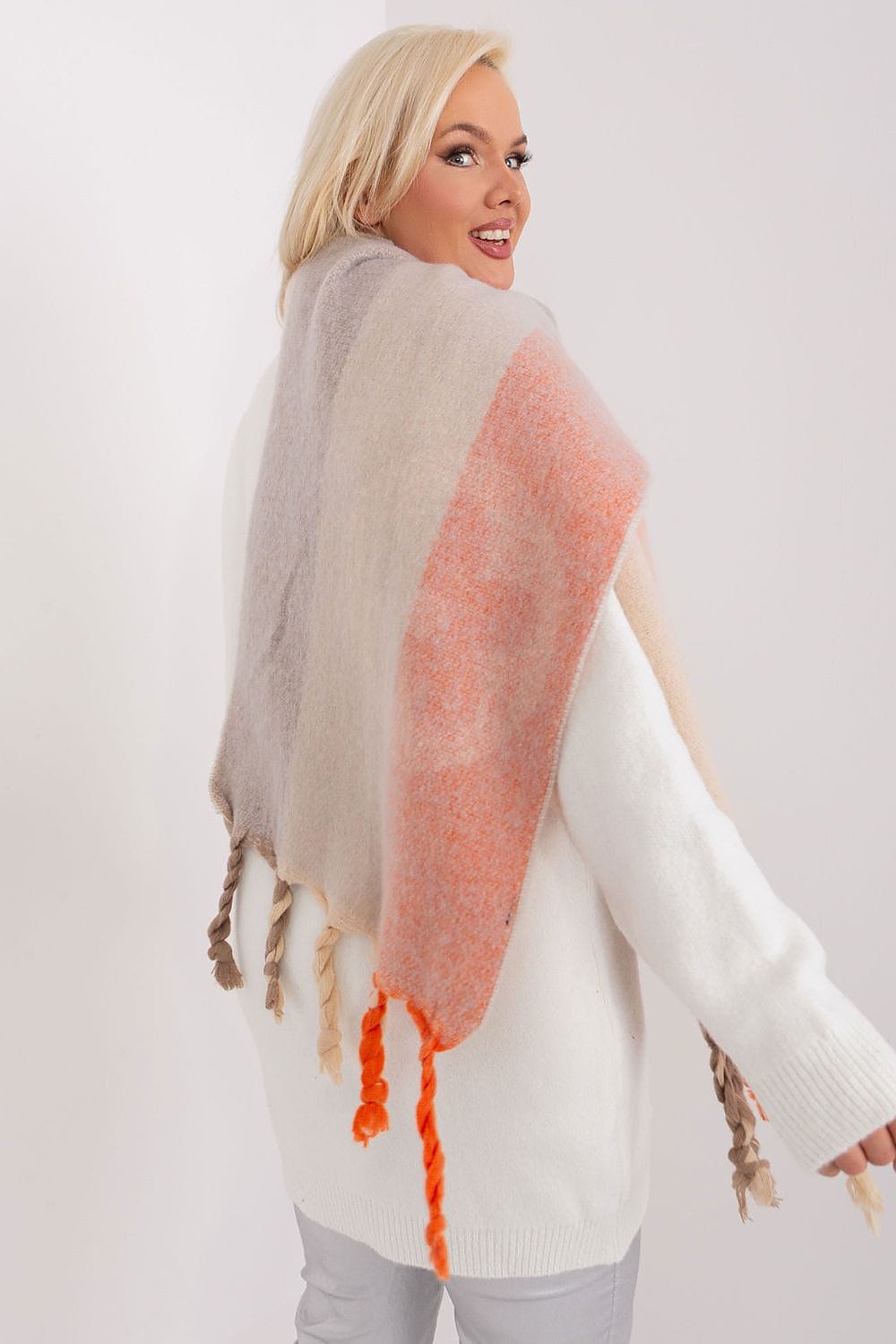 Women's Striped Pattern Scarf Tassels - ShalayeFashion