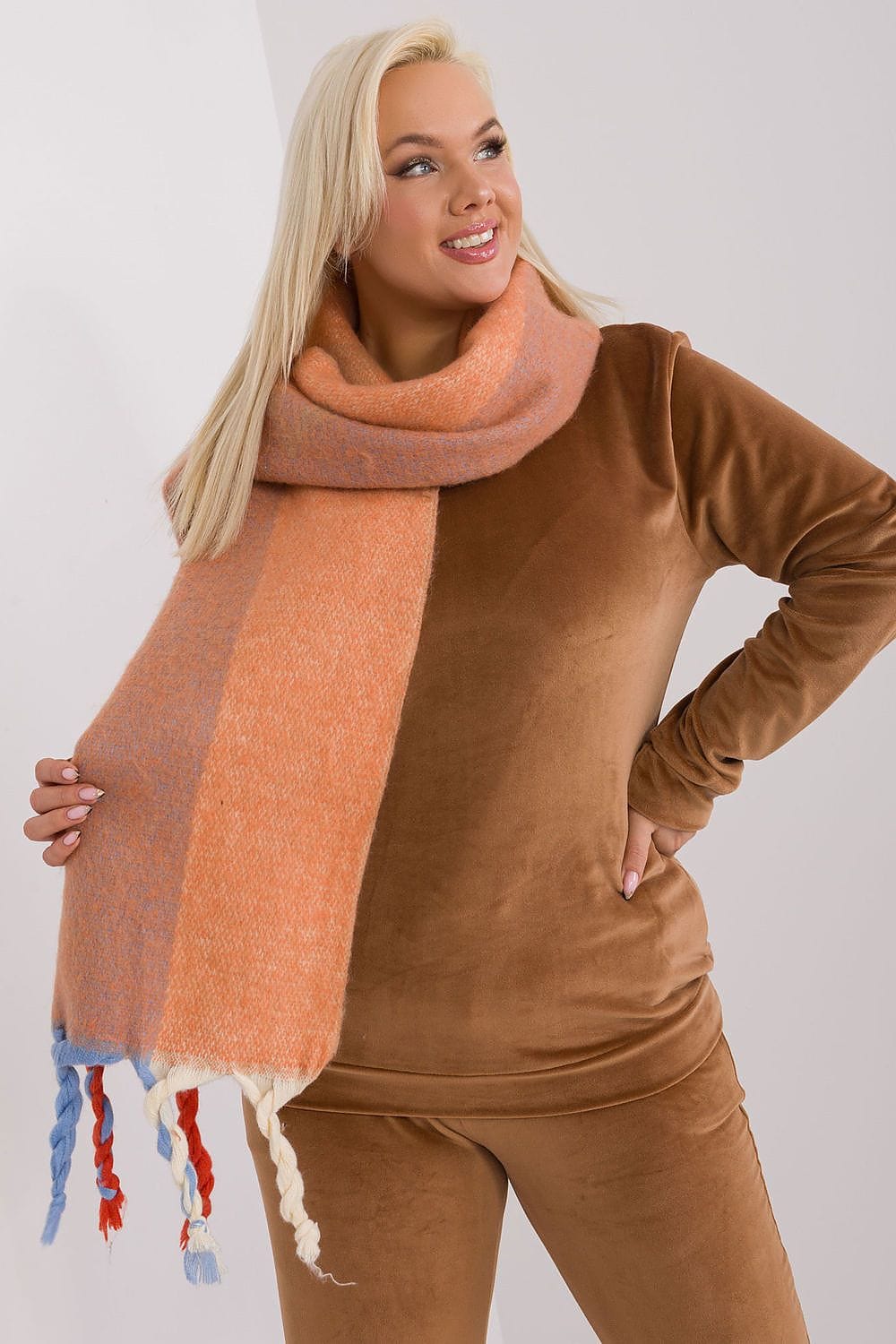 Women's Striped Pattern Scarf Tassels - ShalayeFashion