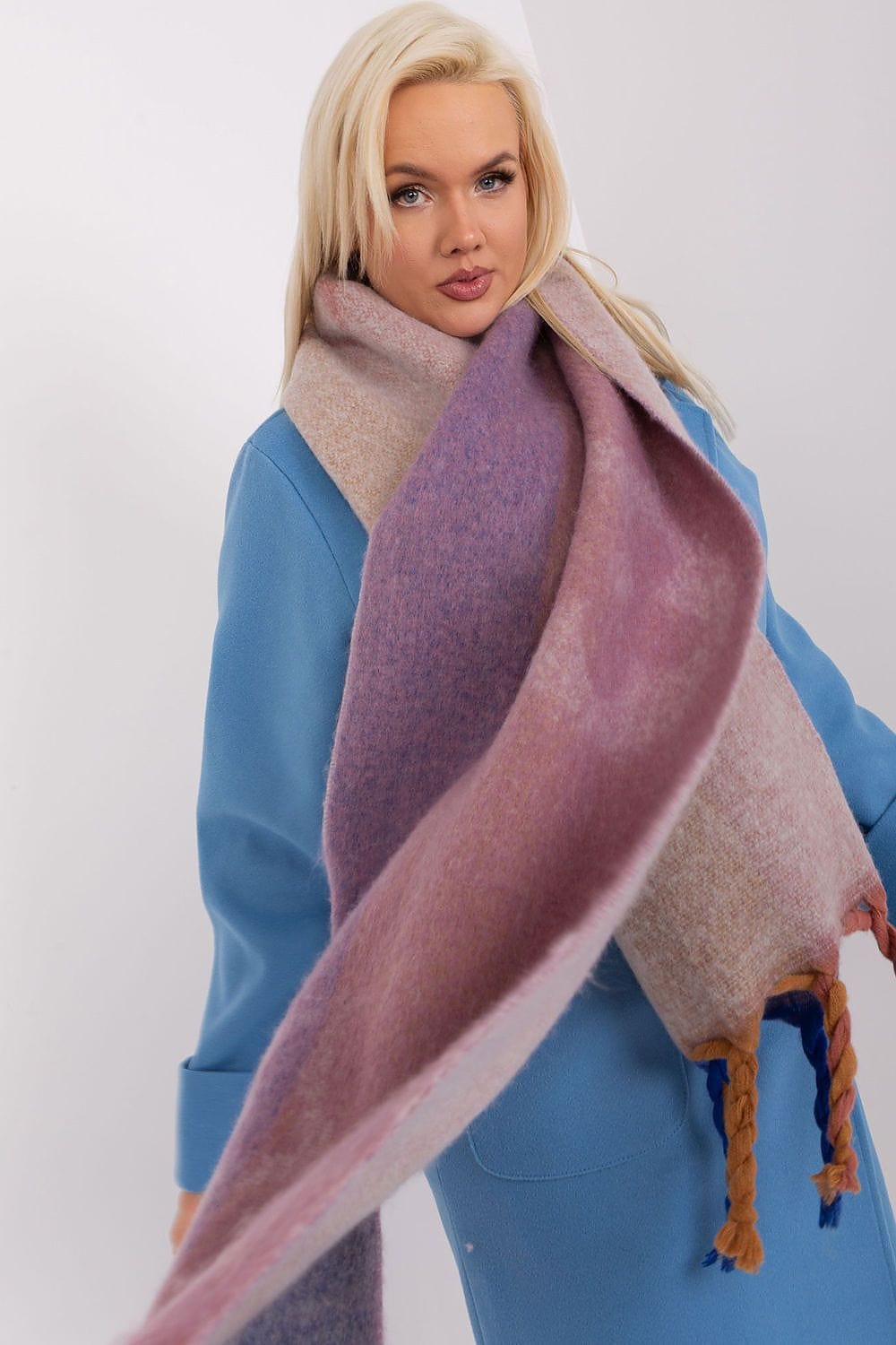 Women's Striped Pattern Scarf Tassels - ShalayeFashion