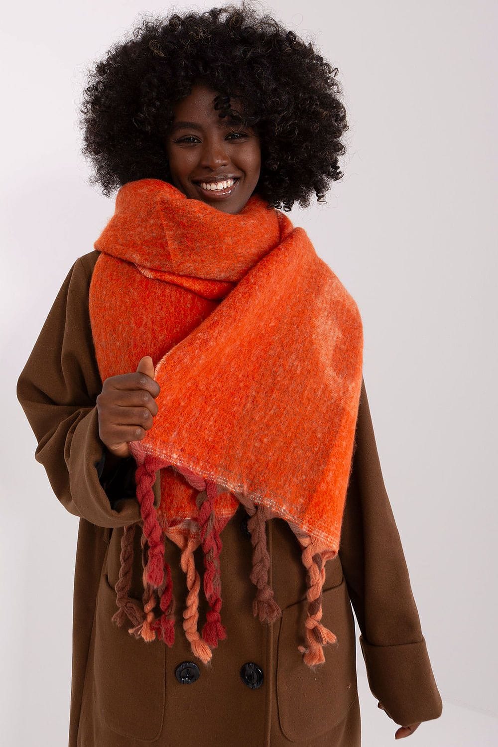 Women's Striped Pattern Scarf Tassels - ShalayeFashion