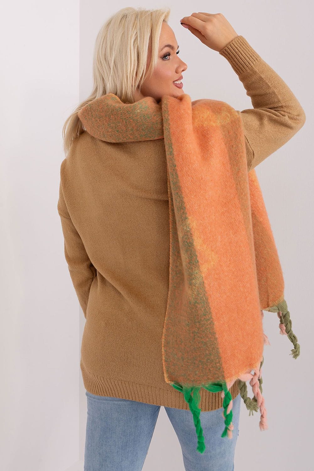 Women's Striped Pattern Scarf Tassels - ShalayeFashion