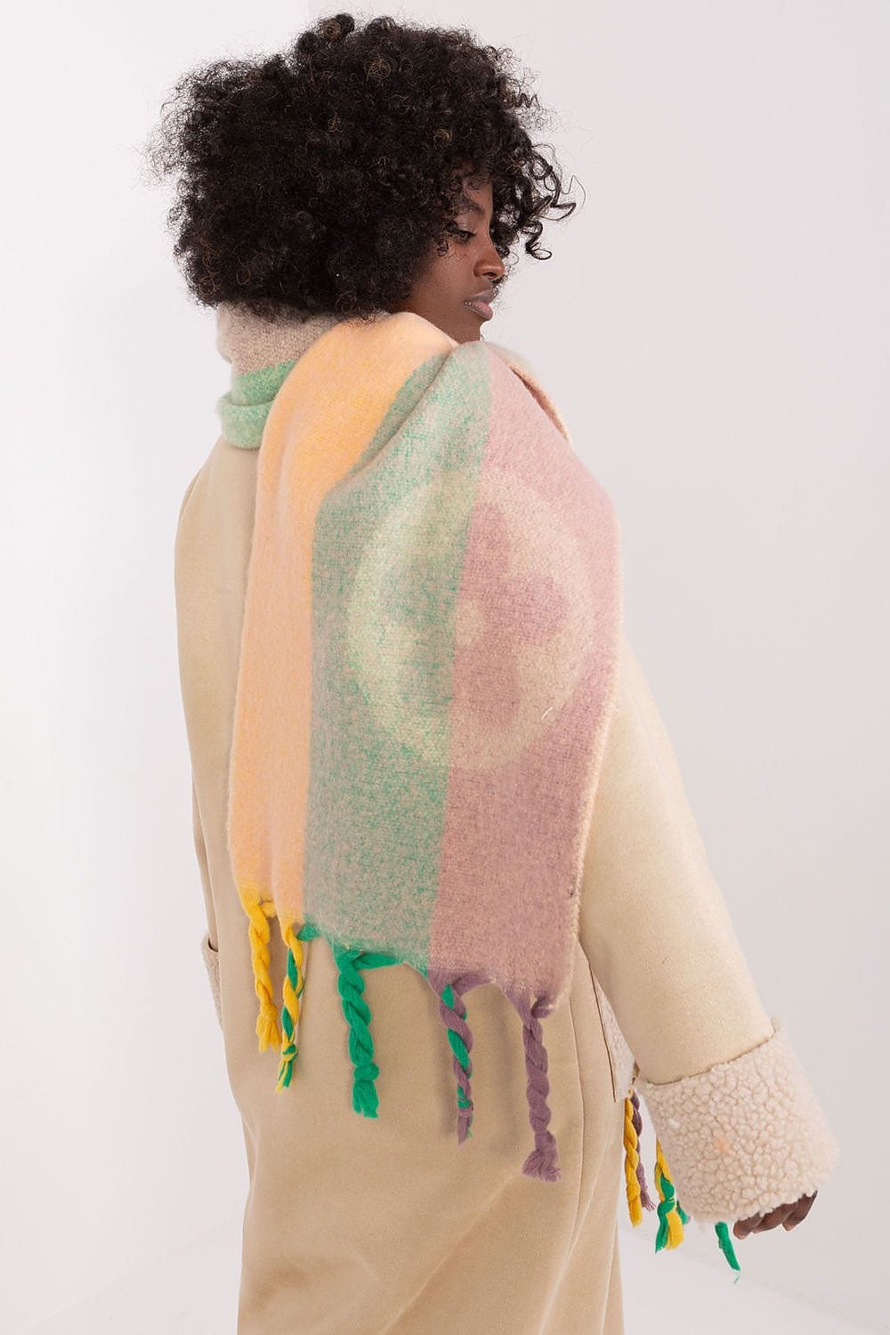Women's Striped Pattern Scarf Tassels - ShalayeFashion