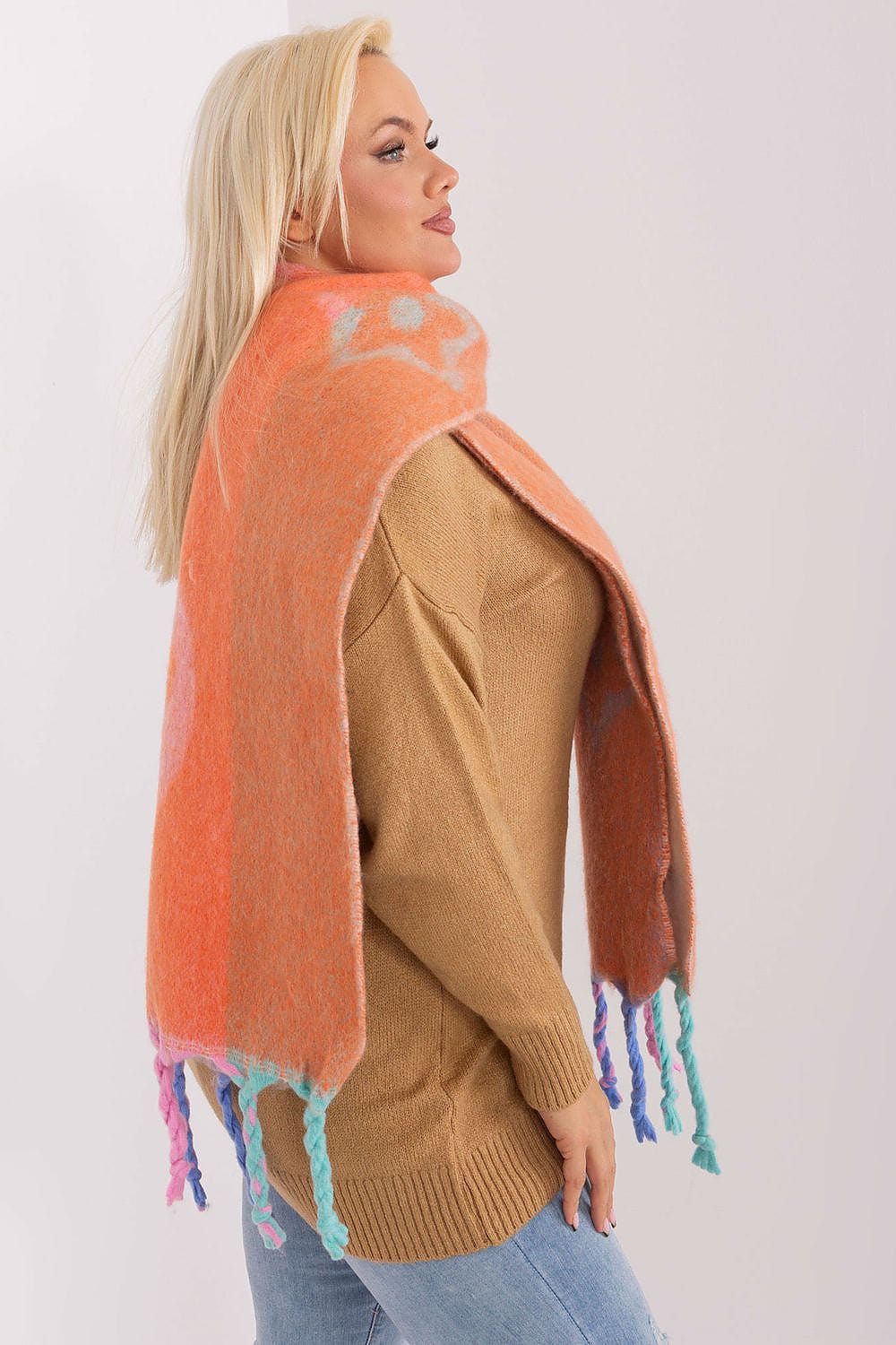 Women's Striped Pattern Scarf Tassels - ShalayeFashion