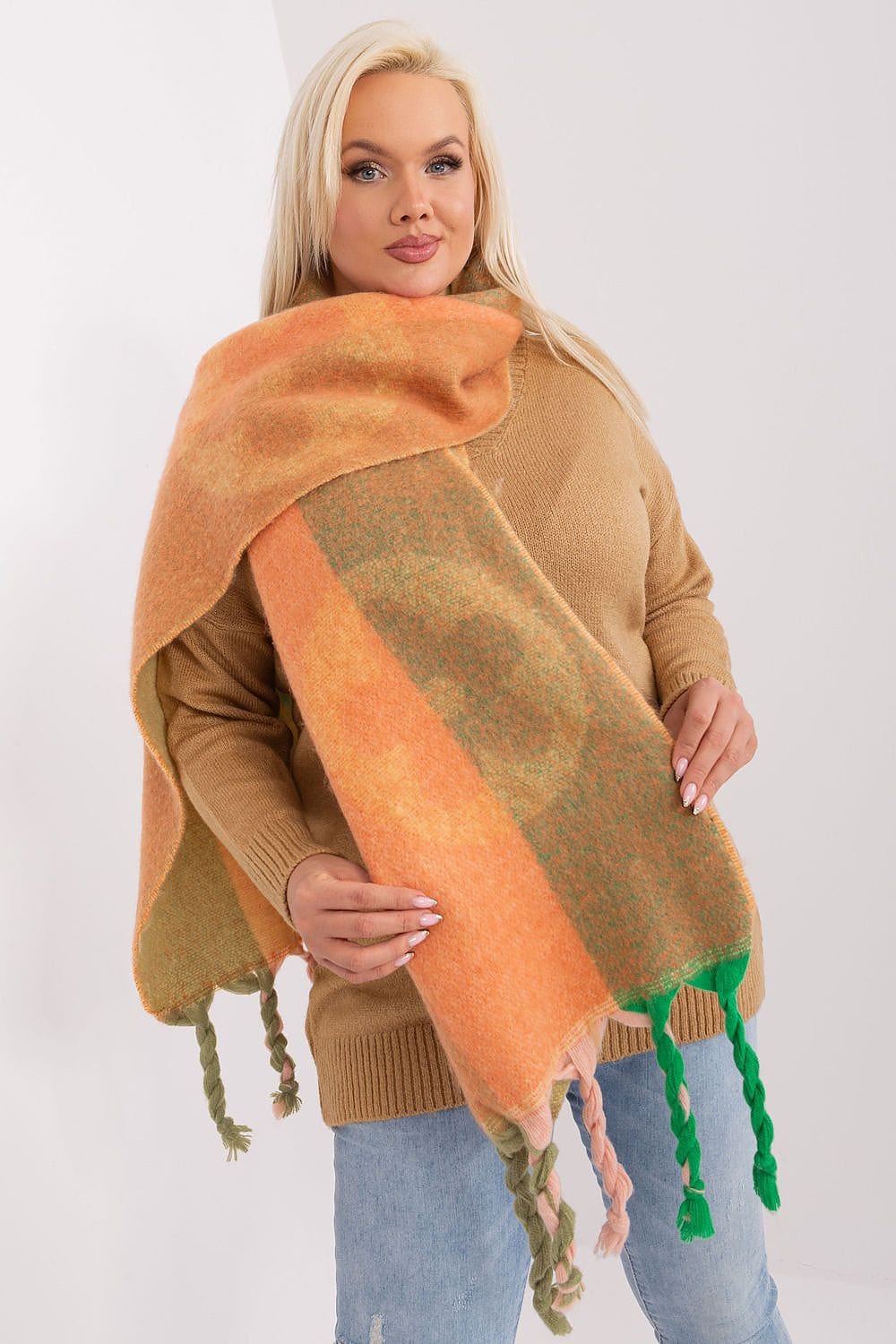 Women's Striped Pattern Scarf Tassels - ShalayeFashion