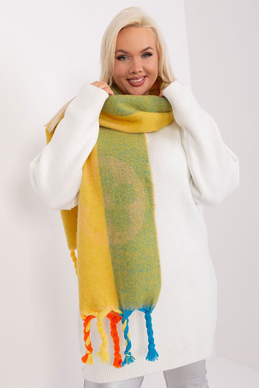Women's Striped Pattern Scarf Tassels - ShalayeFashion