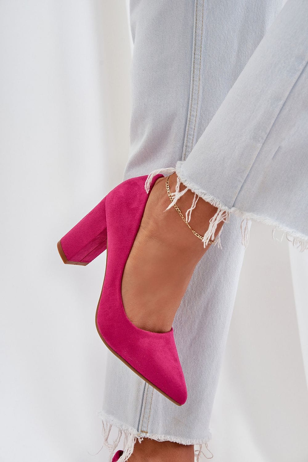 Women’s Suede Pumps with Block Heel - ShalayeFashion